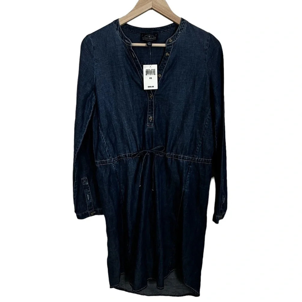 Lucky Brand • Tencel Linen Blend Long Sleeve Tie Waist Dress